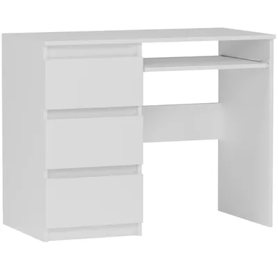 Obrázok produktu pre Počítačový písací stôl 96 cm, ľavostranný, 3 zásuvky, FRAMIRE N-3L, biely