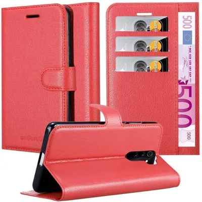 Immagine prodotto di Cadorabo custodia per Xiaomi RedMi NOTE 8 PRO cover protettiva in rosso custodia per cellulare cover chiusura magnetica