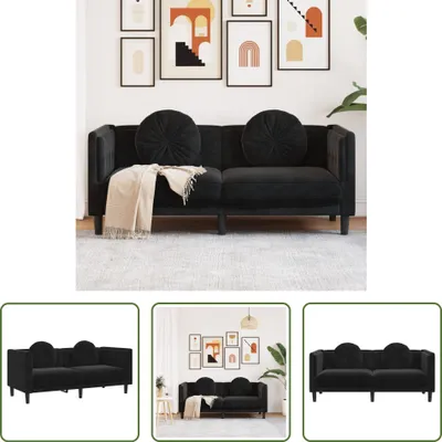Produktbild von The Living Store Sofa mit Kissen 2-Sitzer Schwarz Samt