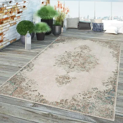 Produktbild von TT Home In-& Outdoor Teppich Küche Wohnzimmer Wetterfest Balkon Vintage Design Abstrakt Größe 60x100 cm