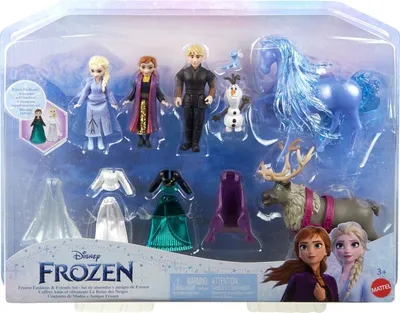 Produktbild von Disney Frozen Disney Die Eiskönigin Mode- und Freunde-Set mit 3 Puppen, 4 Freunde-Figuren und 4 Moden, Modepuppe, Männer & Frauen (Set), 3 Jahr(e), Junge/Mädchen, 250 mm, -100000 g