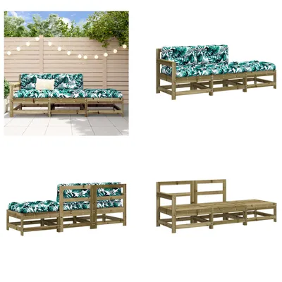 Productafbeelding van vidaXL 3-delige loungeset voor de tuin met kussens, geïmpregneerd grenenhout - Tuinloungeset - Tuinloungesets - Lounge set - Outdoor loungeset