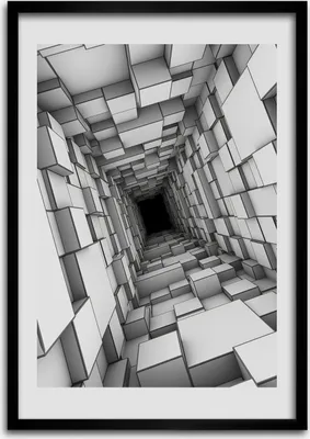Produktbild von Bild - Bilderrahmen - Foto - 70 cm x 100 cm - MDF - Rahmen - Wandkunst - Tunnel mit Würfeln