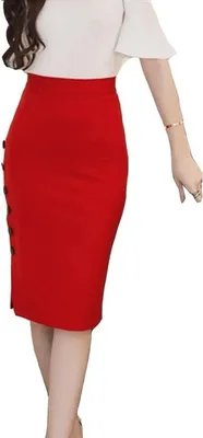Damen Slim Fit Bleistiftrock mit Stretch, Hoher Taille und Knie Länge für Komfort und Stil