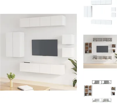 Produktbild von vidaXL 8-tlg. TV-Schrank-Set Weiß Holzwerkstoff -  TV-Möbel