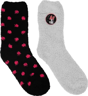 Produktbild von Disney Minnie Mouse Kuschelsocken für Damen Flauschige Wintersocken Socken Schwarz/Grau (2er Pack) 35-38