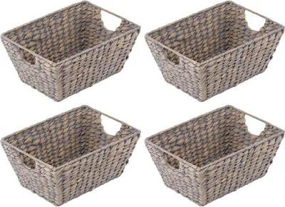 Produktbild von mDesign Flechtkorb Aufbewahrungskorb Wasserhyazinthe 4er Set Grau