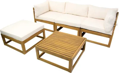 Produktbild von Loungeset 4 -Sitzer bestehend aus: Sessel, Hocker, Tisch Holz inkl. Auflagen