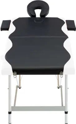 Immagine prodotto di Lettino Massaggio Pieghevole 2 Zone in Alluminio Nero e Bianco