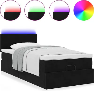 Image de Cadre de lit ottoman avec matelas noir 90x200 cm velours