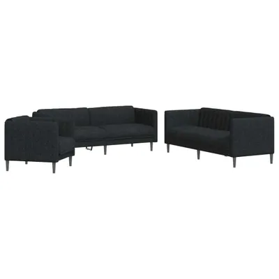 Produktbild von 3-tlg. Sofagarnitur Schwarz Stoff