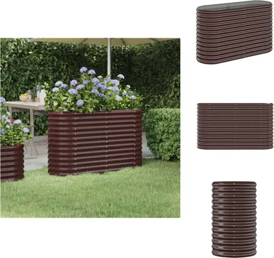 Produktbild von vidaXL Hochbeet Pulverbeschichteter Stahl 114x40x68 cm Braun -  Blumentöpfe & Pflanzgefäße