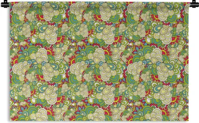 Produktbild von MuchoWow® Wandteppich Wandbehang Muster - Blumen - Frühling 150x100 cm Tapisserie Dekoration Wandtuch - Waschbar - Tapisserien - Wand-Decke