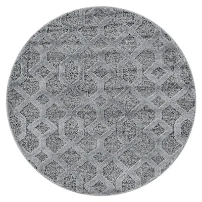 Productafbeelding van Ayyildiz Moderne en design vloerkleden, grijs, 160 cm, rond. Laagpolig tapijt MIA met 3D-roosterpatroon, abstract