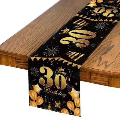 Obrázek produktu pro 30. Narozeninová dekorace na stůl černé zlato 40x140 cm