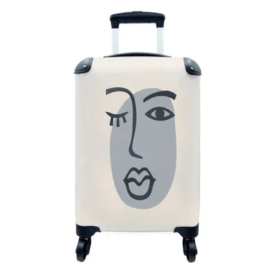 Produktbild von MuchoWow® Koffer Handgepäck Trolley Rollkoffer Kleine Reisekoffer mit 4 Rollen - Pastell - Gesicht - Frau - Cabin Size < 55x40x23 cm & 55x40x20 cm - Fotokoffer - Kabinenkoffer - Boardgepäck - Reise-Box - Reisekoffer - Reisegepäck - Koffer mit Bild - Trolley für Kinder