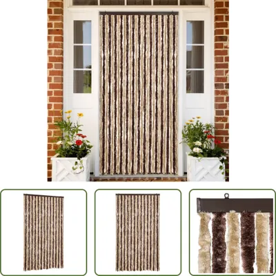 Imagen del producto de Cortina anti-insectos Living Store, color beige y marrón claro, 118x220 cm, de chenilla