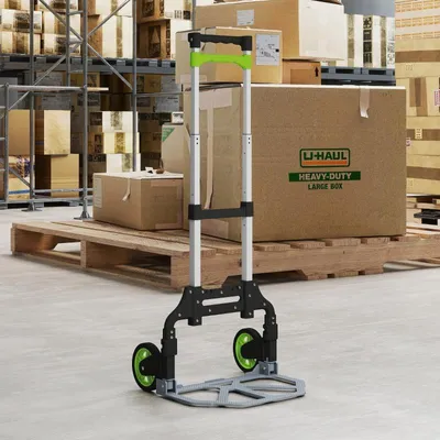 Image de okwish Diable réglable avec 2 roues en plastique, chariot avec poignée télescopique, vert