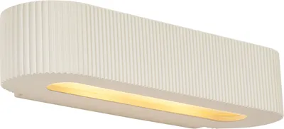 Produktbild von QAZQA - Skandinavisch Skandinavische Wandleuchte Beige UFO 2-flammig - Plaster I Wohnzimmer I Schlafzimmer - Gips Oval - LED geeignet E14