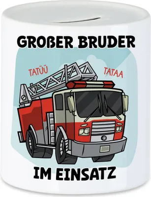 Produktbild von Großer Bruder Spardose Feuerwehrmann Feuerwehr Beschützer Retter Geschwister Liebe Familie Geborgenheit