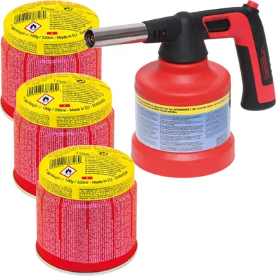 Produktbild von ROTHENBERGER Industrial RS 200 Piezo inkl. 3x C200 Supergas Lötlampe Lötbrenner 180° Drehung FT 800°C / AT 650°C - 1500005079