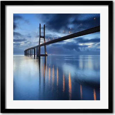 Produktbild von Bild - 50 cm x 50 cm - MDF - Rahmen, Wandkunst - Beleuchtete Brücke