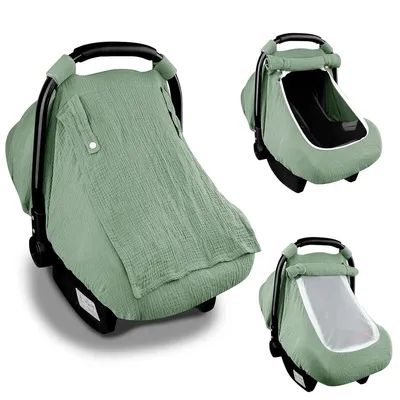 Produktbild von Babyschale Abdeckung, Musselin-Autositzbezüge für Babys, Baby-Autositzbezug für Jungen und Mädchen mit atmungsaktivem Fenster, leichtes Kindersitzdach