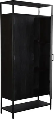 Produktbild von Highboard Kala 2-Türen aus Mangoholz 100*210cm - Schwarz