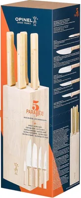 Produktbild von Opinel Parallèle Fleischmesser Block - 5-teiliges Messer-Set aus Buchenholz