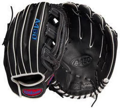 Obrázek produktu pro Wilson WBW10017612 12palcová syntetická baseballová rukavice A450 pro hráče v poli | chytání levou rukou