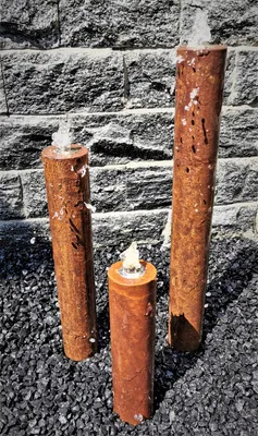 Produktbild von Säulenbrunnen Wasserspiel rund 3er-Set Cortenstahl Roststahl 80/60/40 x10 cm Komplettset
