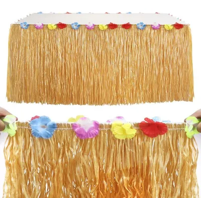 Productafbeelding van Tafelkleed Hawaïfeest, 275x75 cm, groen met bloemen en glitter