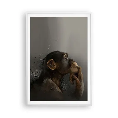 Produktbild von Gerahmtes Poster - Weißer Rahmen - Schimpanse Porträt Grafik - 70x100 cm - Wand Bild - Wanddeko - Wandbilder - Kunstposter - Wandposter - Bilderrahmen - Bilder - Kunstdruck - P2WPA70x100-4676