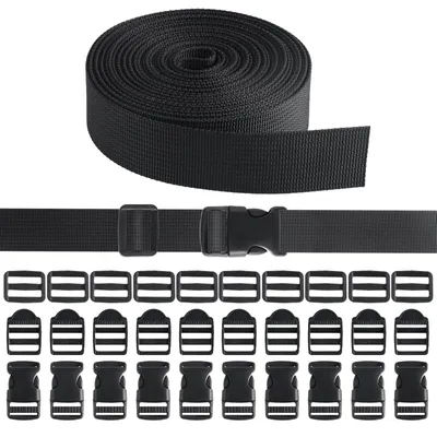 Gurtband 5 m mit 10 Schnallen, 25 mm, Nylon, für DIY und Rucksack