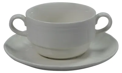 Obrázek produktu pro šálek na polévku z kostního porcelánu s podšálkem a 2 uchy