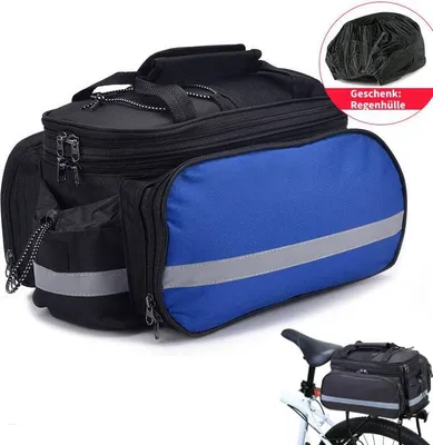 Produktbild von Fahrrad Hinter Gepäckträgertasche Wasserdichte Fahrradtasche Hinterradtasche Gepäckträger Tasche Mit Regenhülle, blau