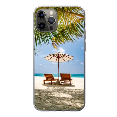 Produktbild von MuchoWow® Handyhülle Schutzhülle Hülle für iPhone 12 Pro Strand - Strandkorb - Sonnenschirm Silikon Softcase Handy Hülle - Abdeckung