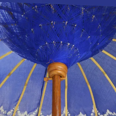 Produktbild von Bali Sonnenschirm Balinesischer Garten Schirm Baumwolle Handarbeit Retro Vintage Dekoschirm 2-teilig ca 180cm einfache Bemalung, Design:Nr. 8