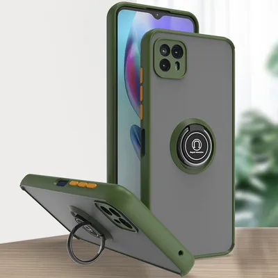 Produktbild von Moto G50 5G Hülle, Ring Halter Ständer Matte Transluzent TPU Rahmen Stoßfest Schutzhülle für Motorola Moto G50 5G Grün