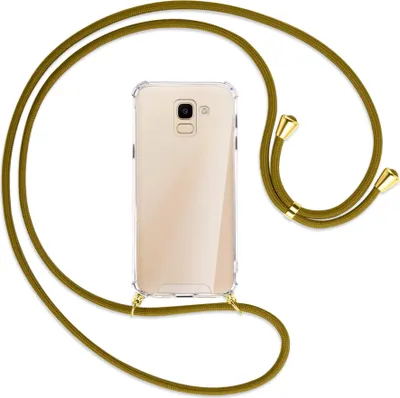 Produktbild von Handykette Backcover-Schutzhülle mit Band (Metall goldfarben) für Samsung Galaxy J6 2018 - khaki