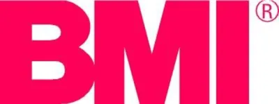 The image shows the letters 'BMI' in large pink font, with a registered trademark symbol in the top right corner.