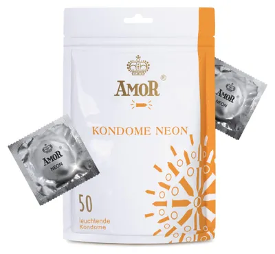 Produktbild von AMOR Premium Neon, Leuchtkondome Ø 53 mm, 50 Stück