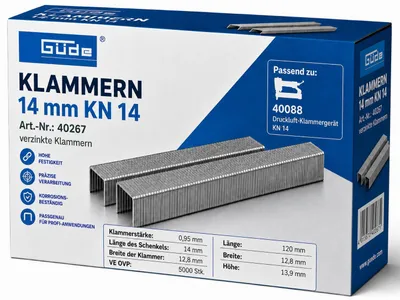 Produktbild von Güde Tacker Klammern 14 mm x 12,8 mm für KN 14, 5000 Stk.