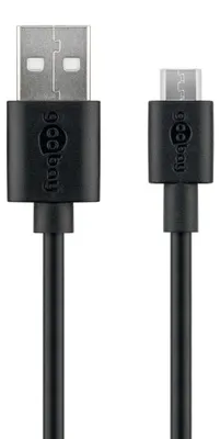 Produktbild von USB 2.0 Kabel, USB-A Stecker > Micro-USB Stecker (schwarz, 0,5 Meter)