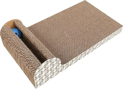 Obrázok produktu pre Interaktívna škrabacia doska pre mačky Intirilife Hračka pre mačky z hnedej vlnitej lepenky s rozmermi 45,5 x 24,5 x 10,5 cm - Na hravé zamestnanie vašej mačky