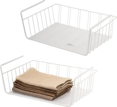 Obrázok produktu pre sada 2 košíkov do skrine eluno vrátane políc a ochrany proti poškriabaniu, biela