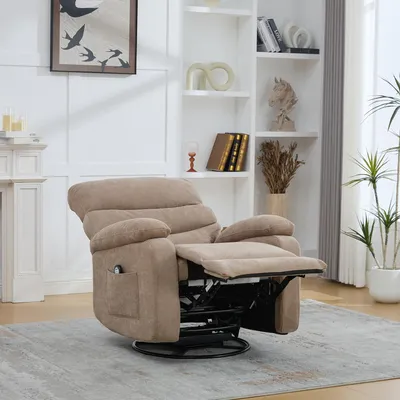 Produktbild von Elektrischer 360° drehbarer Relaxsessel, taupe, mit, massage-, und, wärmefunktion
