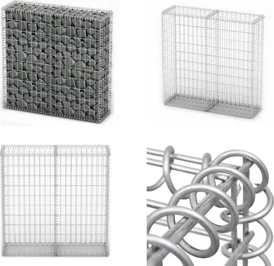 Produktbild von vidaXL Steinkorb Gabione mit Deckeln Verzinkter Draht 100×100×30 cm - Gabionenkorb - Gabionenkörbe - Gabionenwand - Gabionenwände