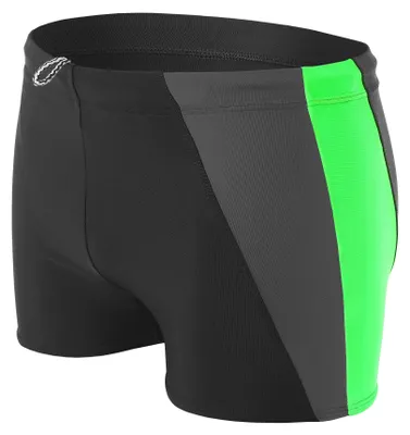 Produktbild von Aquarti Herren Badehose Kurz mit Seitlichem Streifen, Farbe: Schwarz / Grau / Grün, Größe: XL
