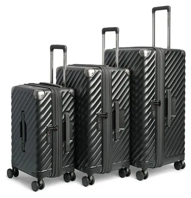 Zdjęcie produktu dla Zestaw walizek CarryOn Trunk, 3-częściowy - Walizki z możliwością rozszerzenia - Zamek TSA - Kolor: czarny